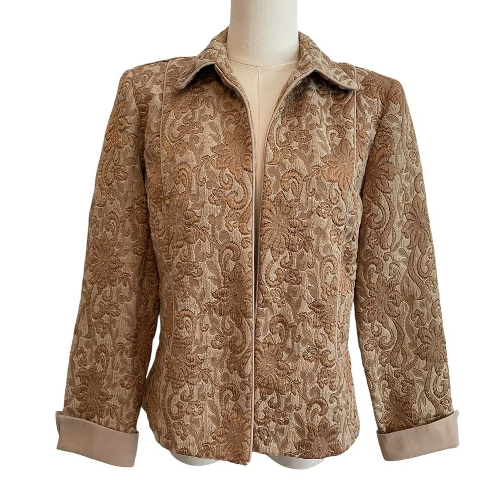 VTG. Koret Blazer Jacket Womens Size‎ 8P Tapestry Mature Monocromatic Grandma